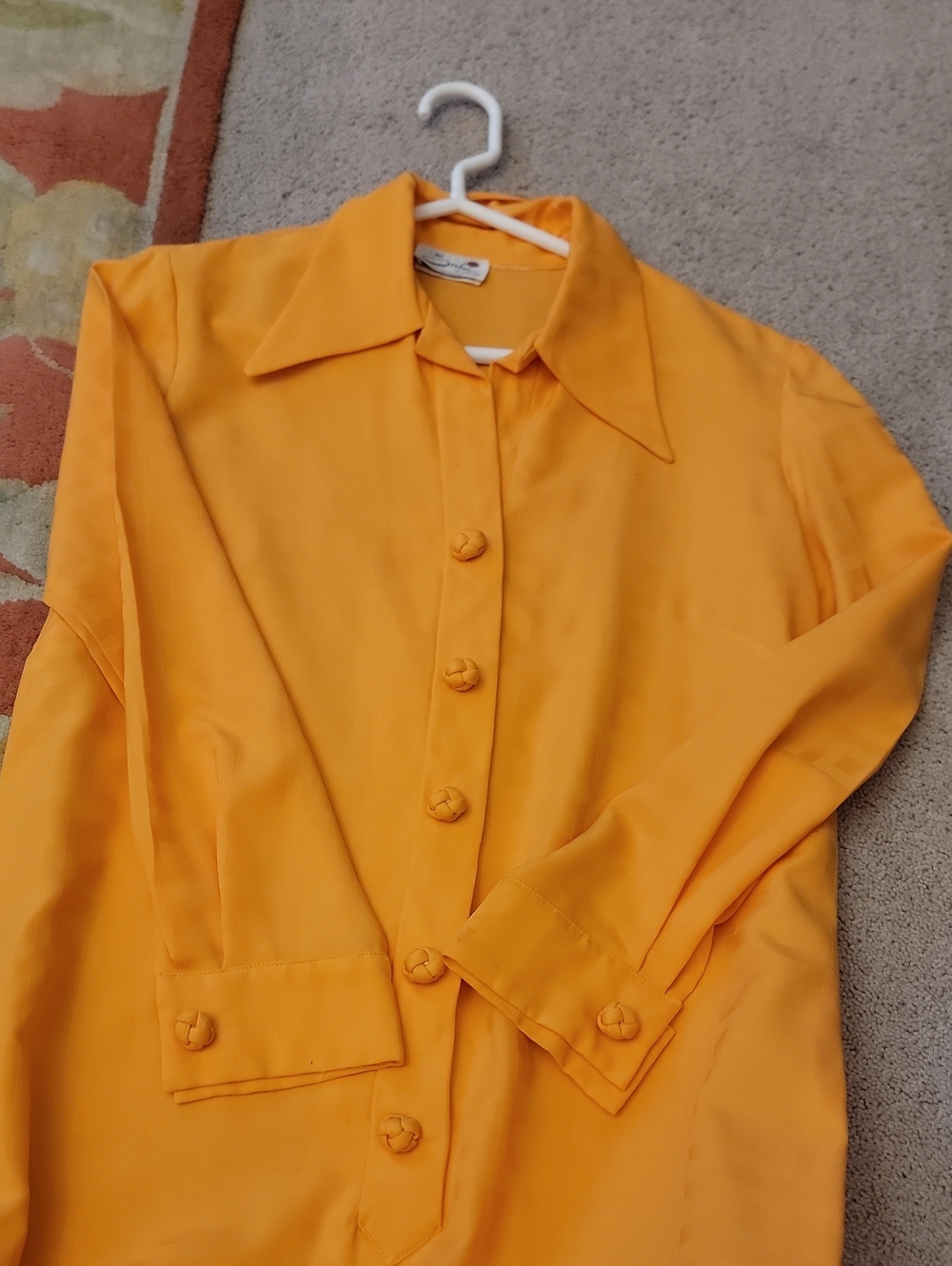Classic Long-Sleeve Button Front Dress in Mustard Yellow